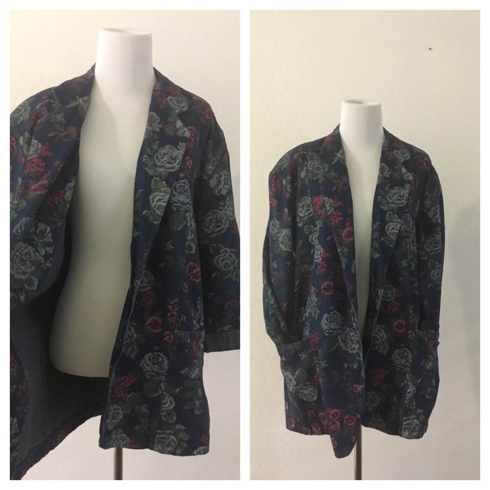 Vintage floral lob denim jacket